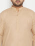 Vastramay Men's Plus Size Light Brown Cotton Blend Pathani Set