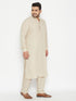 Vastramay Men's Plus Size Green Cotton Blend Pathani Set