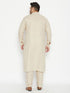 Vastramay Men's Plus Size Green Cotton Blend Pathani Set