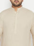 Vastramay Men's Plus Size Green Cotton Blend Pathani Set