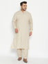 Vastramay Men's Plus Size Green Cotton Blend Pathani Set