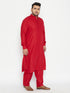 Vastramay Men's Plus Size Maroon Cotton Blend Pathani Set