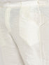Vastramay Men's Plus Size Black Silk Blend Kurta and Cream Pant Style Pyjama Set