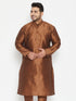 Vastramay Men's Plus Size Coffee Brown Silk Blend Kurta