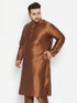 Vastramay Men's Plus Size Coffee Brown Silk Blend Kurta