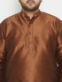 Vastramay Men's Plus Size Coffee Brown Silk Blend Kurta