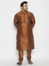 Vastramay Men's Plus Size Coffee Brown Silk Blend Kurta