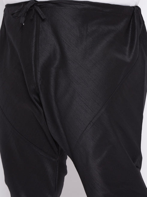 Vastramay Men's Plus Size Coffee Brown Silk Blend Kurta And Black Pyjama Set