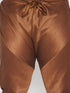Vastramay Men's Plus Size Coffee Brown Silk Blend Kurta Pyjama Set