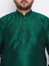 Vastramay Men's Plus Size Green Silk Blend Kurta And Mustard Pyjama Set