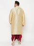 Vastramay Men's Plus Size Gold Silk Blend Kurta And Maroon Dhoti Set