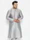 Vastramay Men's Plus Size Grey Silk Blend Kurta