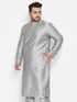 Vastramay Men's Plus Size Grey Silk Blend Kurta