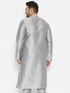 Vastramay Men's Plus Size Grey Silk Blend Kurta