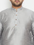 Vastramay Men's Plus Size Grey Silk Blend Kurta