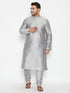 Vastramay Men's Plus Size Grey Silk Blend Kurta