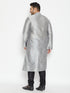 Vastramay Men's Plus Size Grey And Black Silk Blend Kurta Pyjama Set