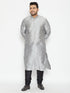 Vastramay Men's Plus Size Grey And Black Silk Blend Kurta Pyjama Set