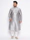 Vastramay Men's Plus Size Grey Kurta And White Pyjama Set
