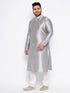 Vastramay Men's Plus Size Grey Kurta And White Pyjama Set