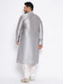 Vastramay Men's Plus Size Grey Kurta And White Pyjama Set