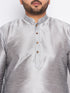 Vastramay Men's Plus Size Grey Kurta And White Pyjama Set