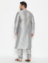 Vastramay Men's Plus Size Grey Silk Blend Kurta Pyjama Set