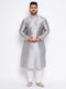 Vastramay Men's Plus Size Grey Kurta And White Pyjama Set