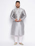 Vastramay Men's Plus Size Grey Kurta And White Pyjama Set