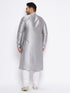 Vastramay Men's Plus Size Grey Kurta And White Pyjama Set