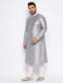 Vastramay Men's Plus Size Grey Kurta And White Pyjama Set
