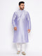 Vastramay Men's Plus Size Lavender Silk Blend Kurta And White Pyjama Set