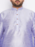 Vastramay Men's Plus Size Lavender Silk Blend Kurta And White Pyjama Set