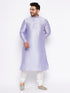 Vastramay Men's Plus Size Lavender Silk Blend Kurta And White Pyjama Set