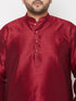 Vastramay Men's Plus Size Maroon Silk Blend Kurta And Gold Dhoti Set