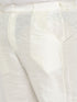 Vastramay Men's Plus Size Navy Blue Silk Blend Kurta and Cream Pant Style Pyjama Set