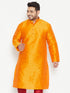 Vastramay Men's Plus Size Orange Silk Blend Kurta