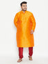 Vastramay Men's Plus Size Orange Silk Blend Kurta