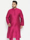Vastramay Men's Plus Size Fushia Pink Viscose Blend Kurta