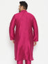 Vastramay Men's Plus Size Fushia Pink Viscose Blend Kurta