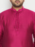 Vastramay Men's Plus Size Fushia Pink Viscose Blend Kurta