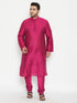 Vastramay Men's Plus Size Fushia Pink Viscose Blend Kurta Pyjama Set