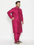 Vastramay Men's Plus Size Fushia Pink Viscose Blend Kurta Pyjama Set