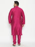 Vastramay Men's Plus Size Fushia Pink Viscose Blend Kurta Pyjama Set