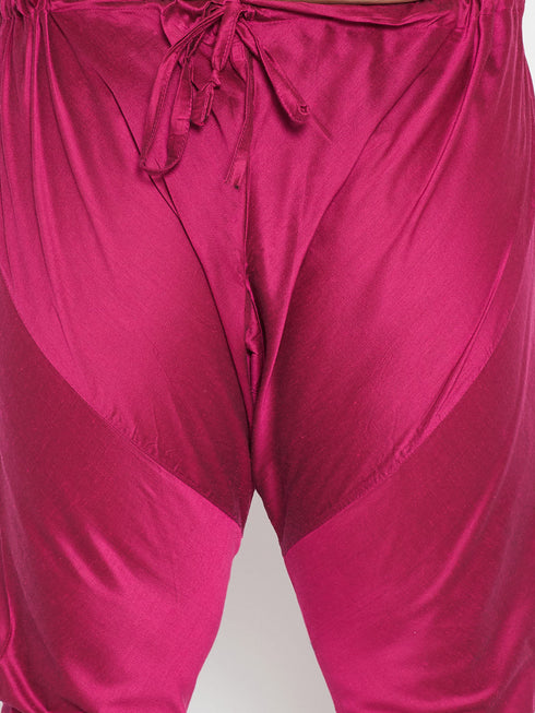 Vastramay Men's Plus Size Fushia Pink Viscose Blend Kurta Pyjama Set