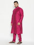 Vastramay Men's Plus Size Fushia Pink Viscose Blend Kurta Pyjama Set