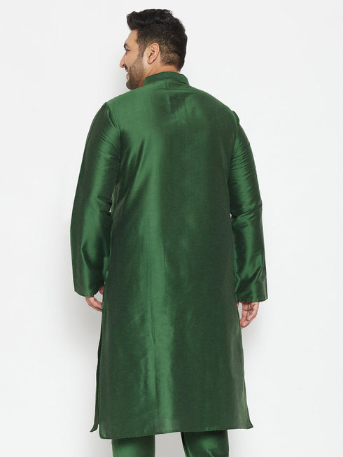 Vastramay Men's Plus Size Green Viscose Blend Kurta