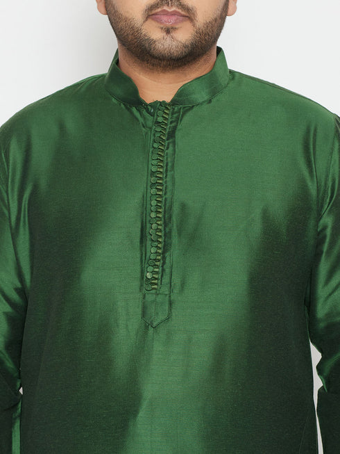 Vastramay Men's Plus Size Green Viscose Blend Kurta
