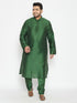 Vastramay Men's Plus Size Green Viscose Blend Kurta