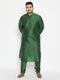 Vastramay Men's Plus Size Green Viscose Blend Kurta and Pyjama Set